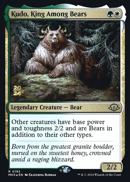 Kudo, King Among Bears, Magic card PMH3 192s — Modern Horizons 3 Promos set