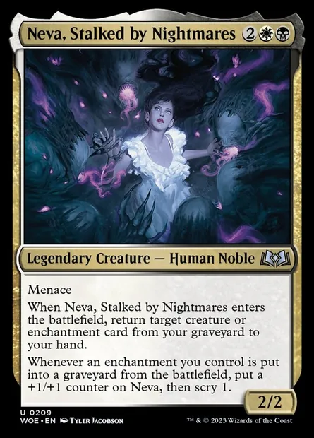 Neva, Stalked by Nightmares, Magic card WOE 209 — Wilds of Eldraine set
