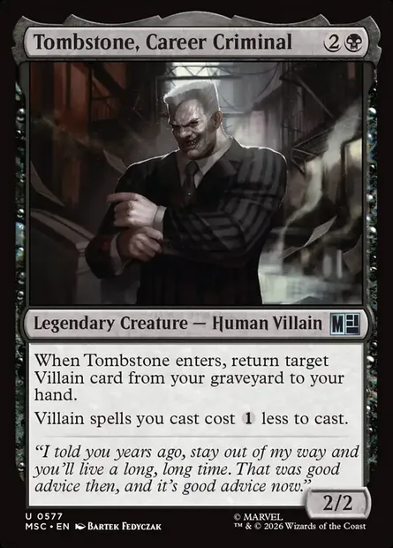 Tombstone, Career Criminal, Magic card MSC 577 — Marvel Super Heroes Commander set