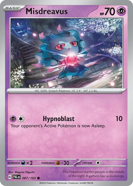 Misdreavus, Pokémon card PAL 087 — Paldea Evolved set