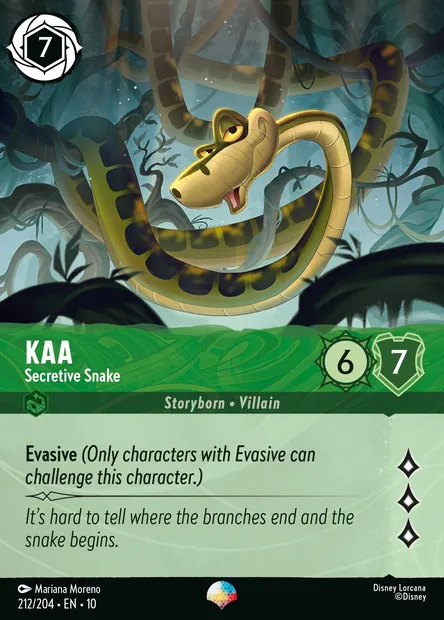 Kaa - Secretive Snake, Disney Lorcana card CH10-212 — Whispers in the Well set
