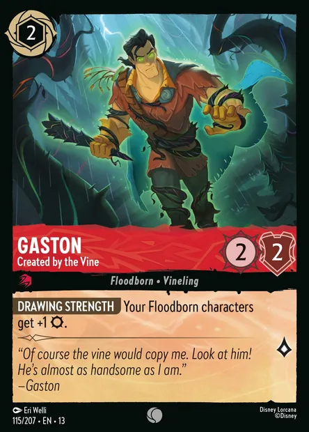 Gaston - Created by the Vine, Disney Lorcana card CH13-115 — Attack of the Vine! set