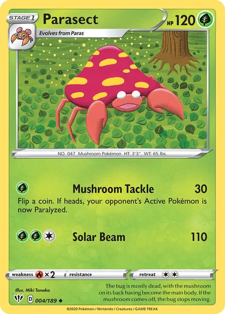 Parasect, Pokémon card DAA 4 — Darkness Ablaze set