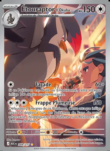 Étouraptor d'Okuba, carte Pokémon ASC 249 — extension Héros Transcendants