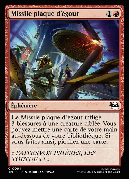 Missile plaque d'égout, carte Magic TMT 94 — extension Teenage Mutant Ninja Turtles