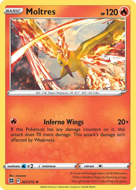 Moltres, Pokémon card BRS 021 — Brilliant Stars set