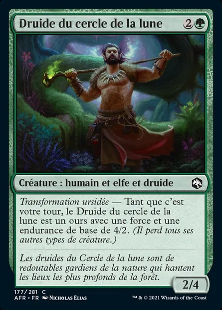 Druide du cercle de la lune, carte Magic AFR 177 — extension Forgotten Realms: Aventures dans les Royaumes Oubliés
