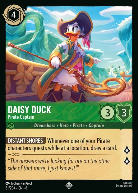 Daisy Duck - Pirate Captain, Disney Lorcana card CH6-081 — Azurite Sea set