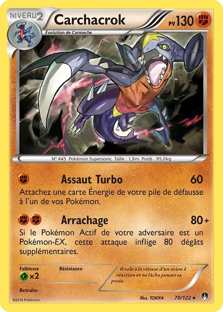 Carchacrok, carte Pokémon BKP 70 — extension Rupture Turbo