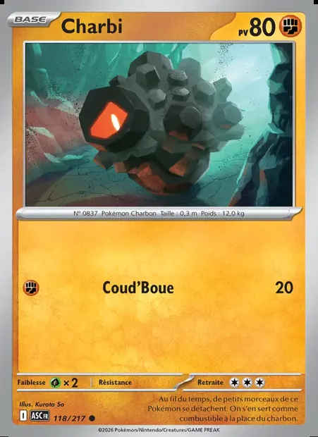 Charbi, carte Pokémon ASC 118 — extension Héros Transcendants
