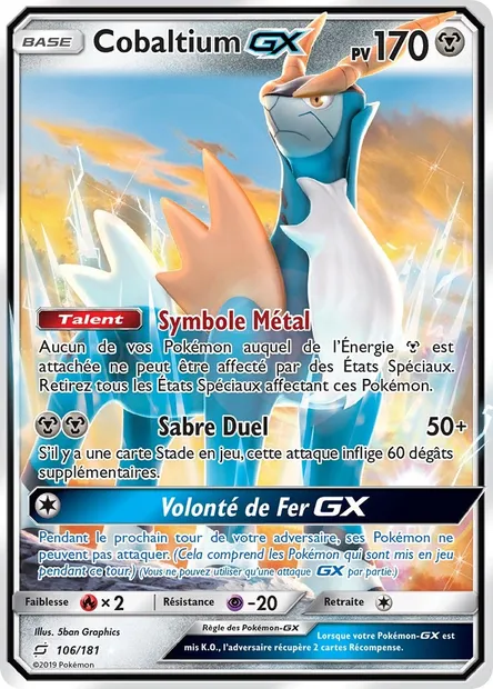 Cobaltium GX, carte Pokémon TEU 106 — extension Duo de Choc