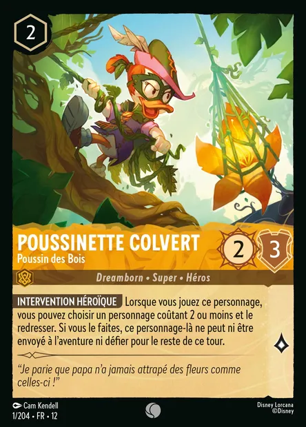 Poussinette Colvert - Poussin des Bois, carte Disney Lorcana CH12-001 — extension Contrées Inconnues