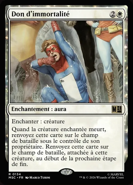 Don d'immortalité, carte Magic MSC 134 — extension Marvel Super Heroes Commander