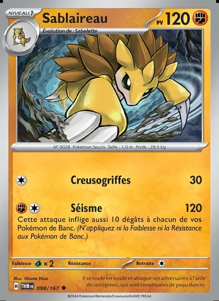 Sablaireau, carte Pokémon TWM 098 — extension Mascarade Crépusculaire