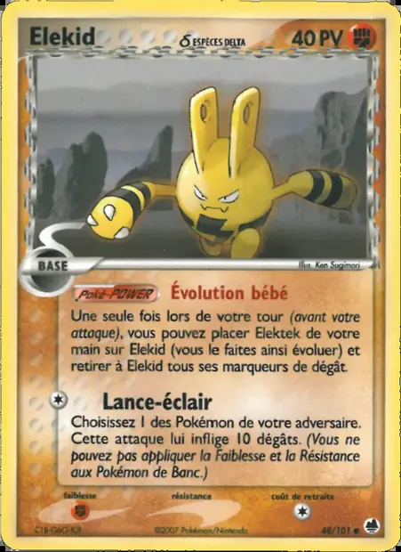 Elekid δ, carte Pokémon DF 48 — extension EX Île des Dragons