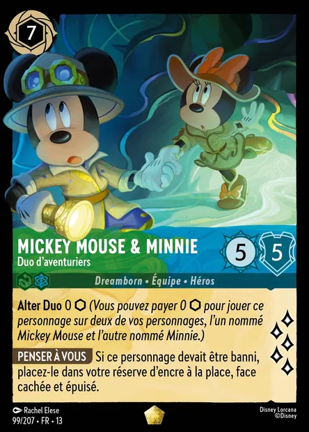 Mickey Mouse & Minnie - Duo d'aventuriers, carte Disney Lorcana CH13-099 — extension Invasion Epineuse!
