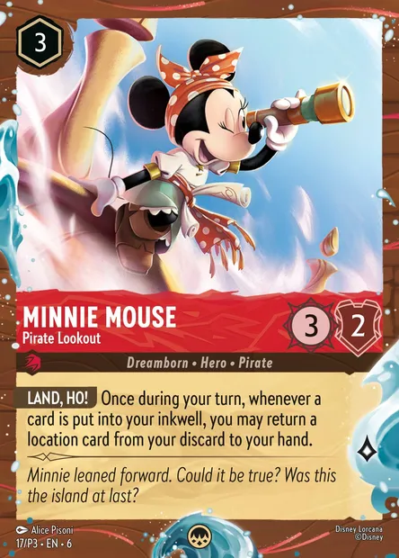 Minnie - Vigie pirate, carte Disney Lorcana P3-017 — extension P3