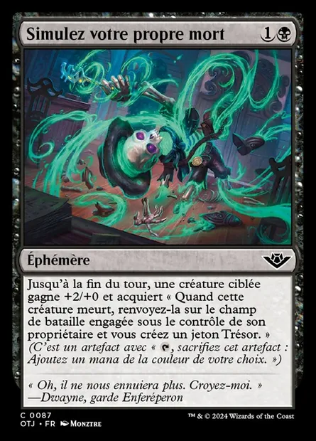 Simulez votre propre mort, carte Magic OTJ 87 — extension Outlaws of Thunder Junction
