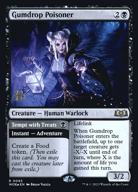 Gumdrop Poisoner // Tempt with Treats, Magic card PWOE 93s — Wilds of Eldraine Promos set
