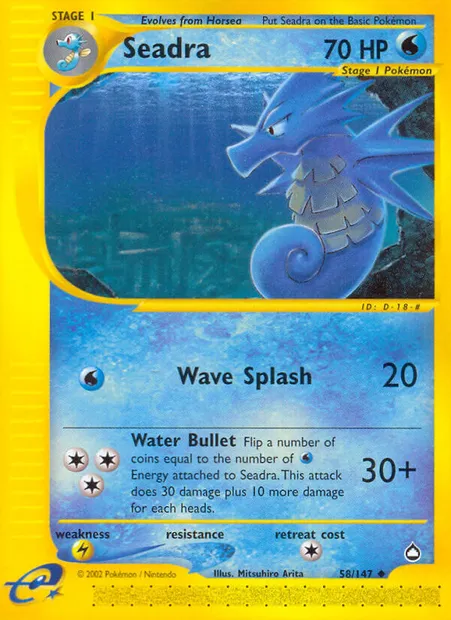 Seadra, Pokémon card AQ 58 — Aquapolis set