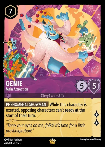 Genie - Main Attraction, Disney Lorcana card CH5-049 — Shimmering Skies set