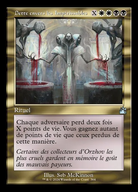 Dette envers les Impérissables, carte Magic RVR 364 — extension Ravnica Remastered