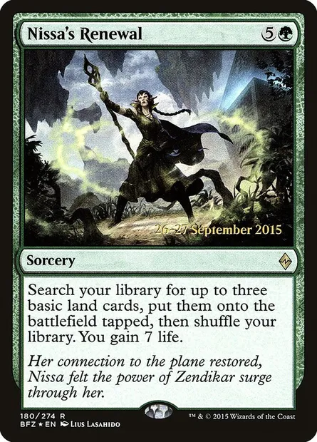 Renouveau de Nissa, carte Magic PBFZ 180s — extension Battle for Zendikar Promos