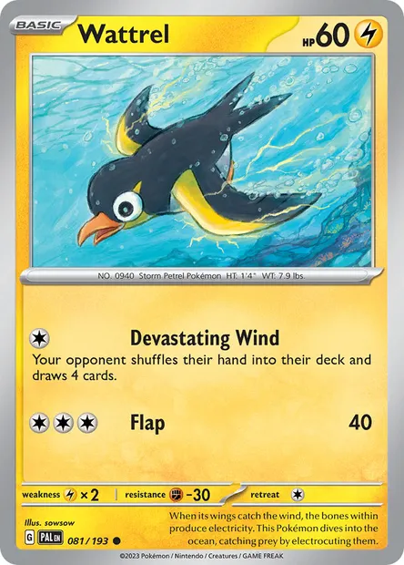 Wattrel, Pokémon card PAL 081 — Paldea Evolved set
