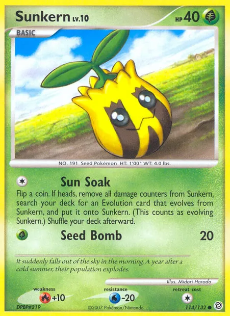 Sunkern, Pokémon card SW 114 — Secret Wonders set