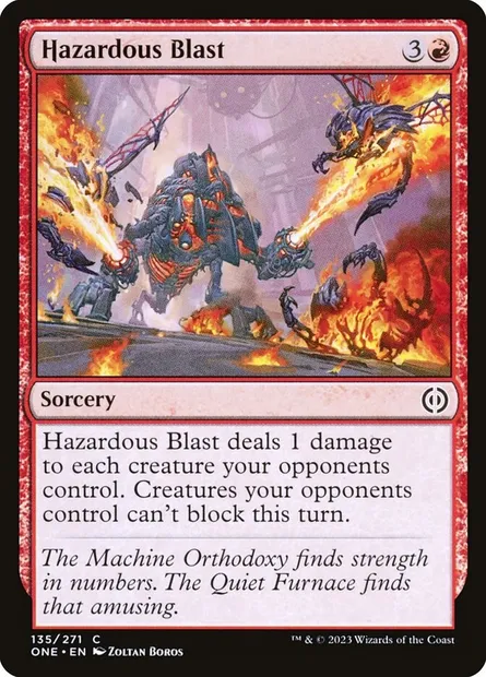 Hazardous Blast, Magic card ONE 135 — Phyrexia: All Will Be One set