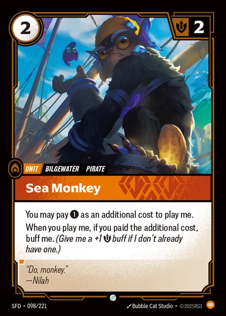 Sea Monkey, carte Riftbound SFD 098 — extension Spiritforged