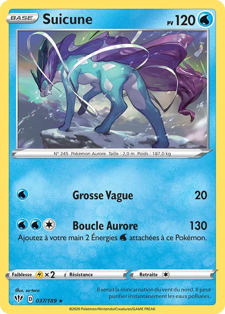 Suicune, carte Pokémon DAA 37 — extension Ténèbres Embrasées