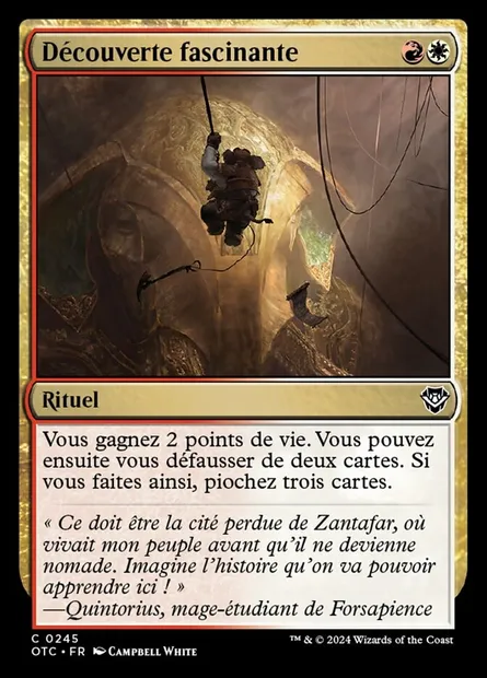 Découverte fascinante, carte Magic OTC 245 — extension Outlaws of Thunder Junction Commander