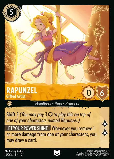 Rapunzel - Gifted Artist, Disney Lorcana card CH2-019 — Rise of the Floodborn set