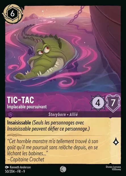 Tic-Tac - Implacable poursuivant, carte Disney Lorcana CH9-050 — extension Fabuleux