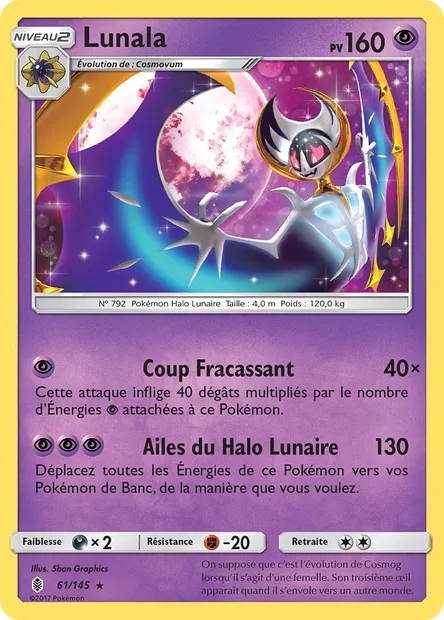 Lunala, carte Pokémon GRI 61 — extension Gardiens Ascendants