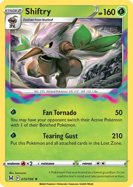 Shiftry, Pokémon card LOR 013 — Lost Origin set