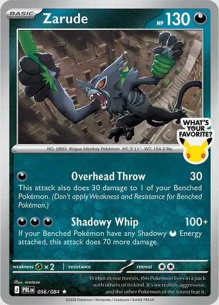 Zarude, carte Pokémon RET 056 — extension Retail Exclusive Promos