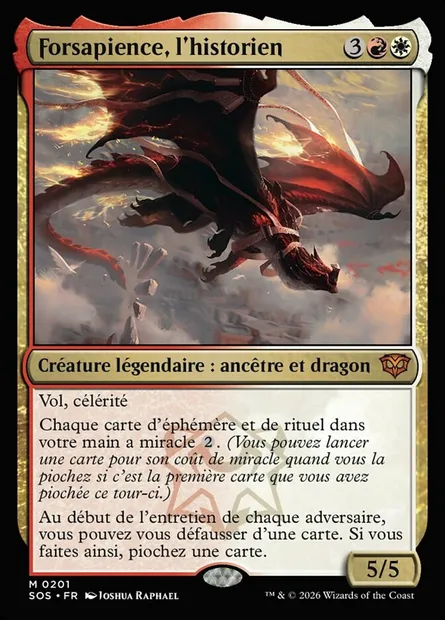 Forsapience, l'historien, carte Magic SOS 201 — extension Secrets of Strixhaven