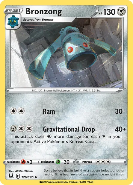 Bronzong, Pokémon card LOR 126 — Lost Origin set
