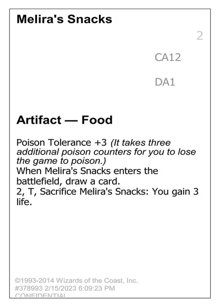 Melira's Snacks, carte Magic UNK CA12 — extension Unknown Event