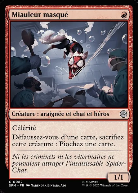 Miauleur masqué, carte Magic SPM 82 — extension Marvel's Spider-Man