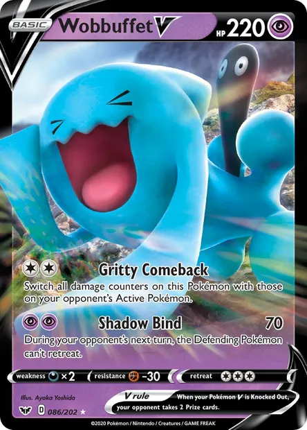 Wobbuffet V, Pokémon card SSH 86 — Sword & Shield set