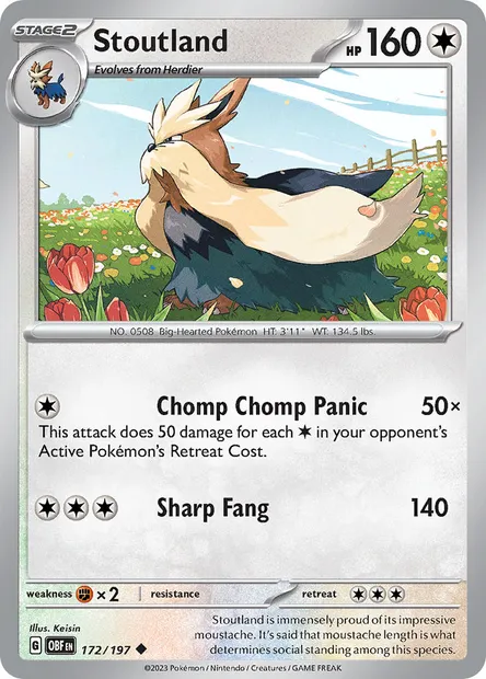 Stoutland, Pokémon card OBF 172 — Obsidian Flames set