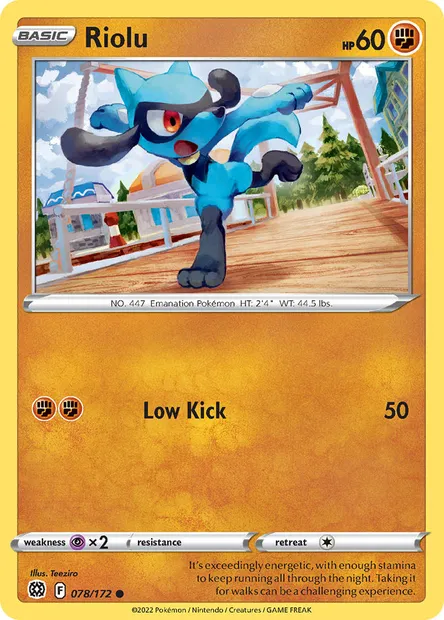 Riolu, Pokémon card BRS 078 — Brilliant Stars set