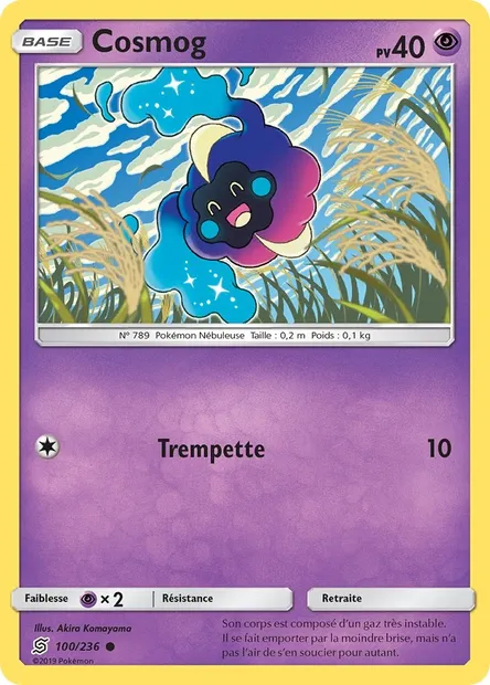 Cosmog, carte Pokémon UNM 100 — extension Harmonie des Esprits