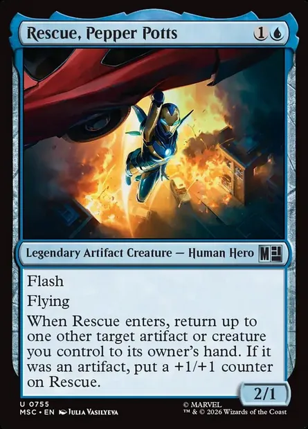 Rescue, Pepper Potts, Magic card MSC 755 — Marvel Super Heroes Commander set