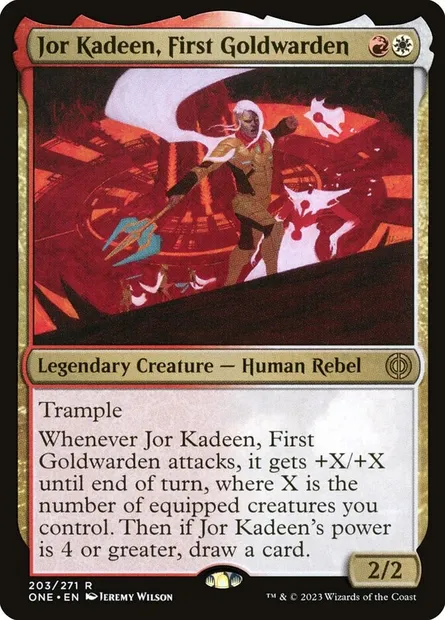 Jor Kadeen, First Goldwarden, Magic card ONE 203 — Phyrexia: All Will Be One set