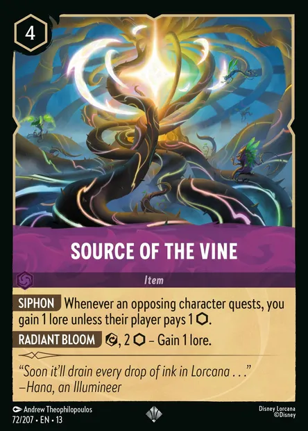 Source of the Vine, Disney Lorcana card CH13-072 — Attack of the Vine! set