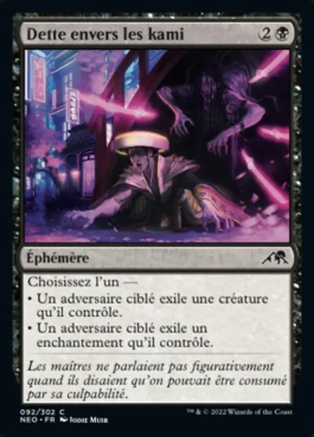 Dette envers les kami, carte Magic NEO 92 — extension Kamigawa: La Dynastie Néon